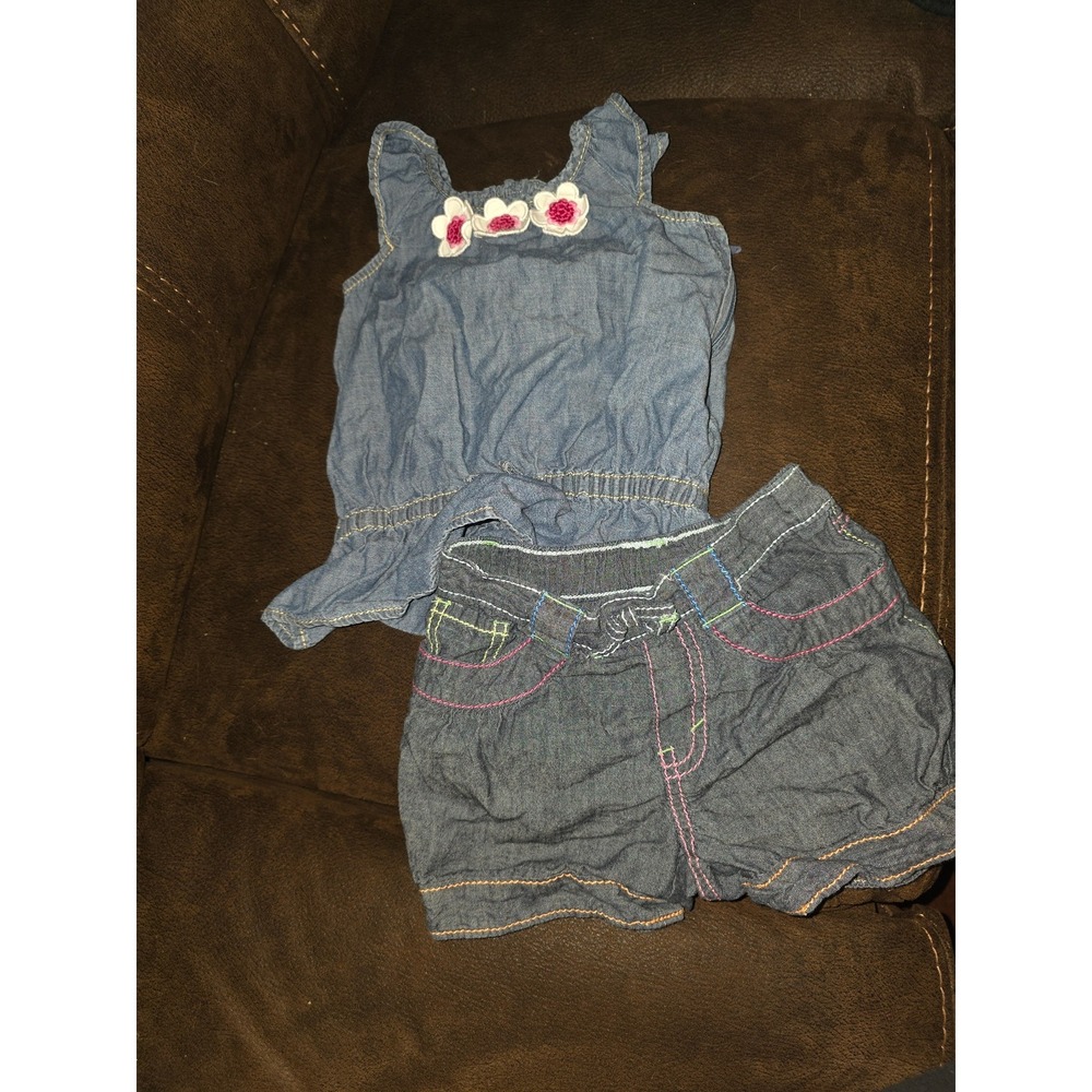 Gymboree rainbow cabana floral‎ jean top size 4 shorts size 5
